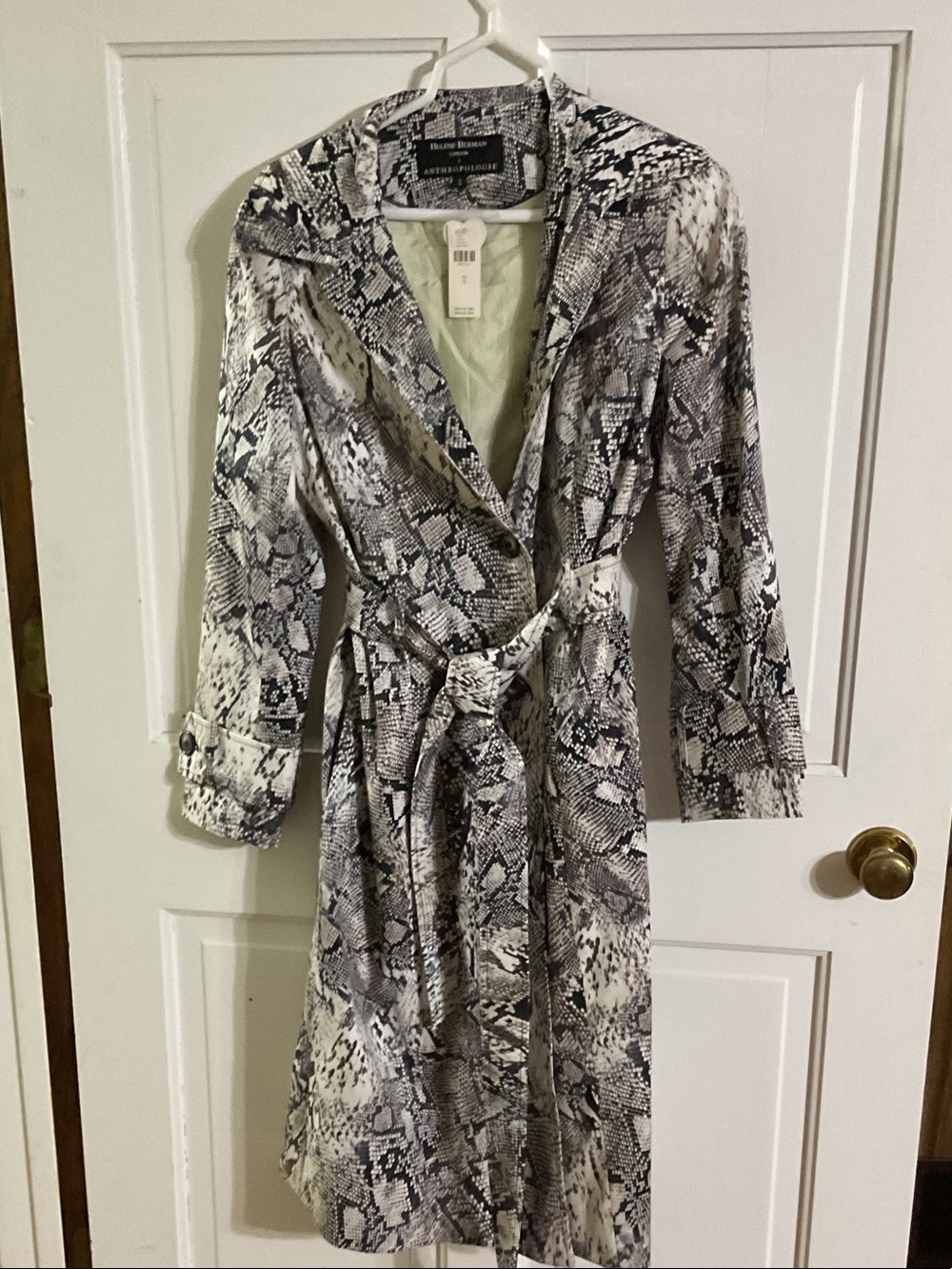 Helene Berman Black & White Snake-Print Trench
